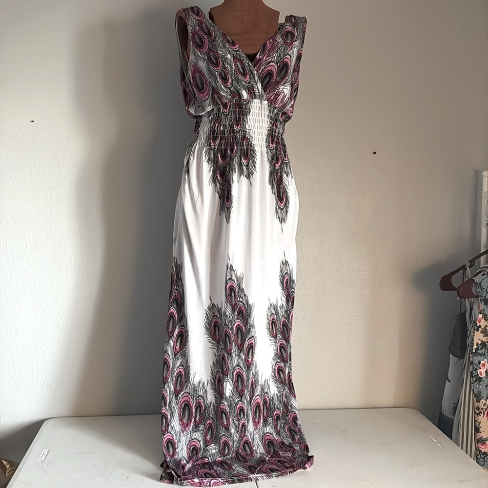 Pink Peacock maxi dress